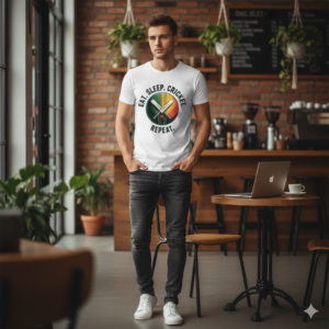 Eat Sleep Cricket Repeat – Classic White Cricket T-Shirt