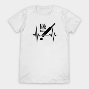 Live Every Ball – Minimal Cricket T-Shirt (White Edition)