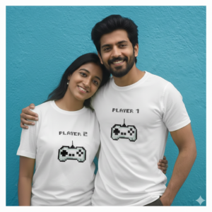 the "gamer duo" collection couple tshirt