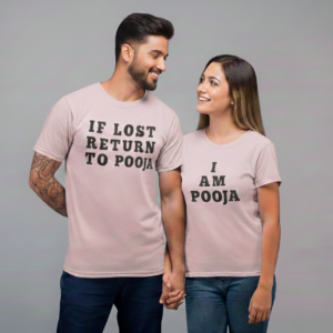 “if lost, return to her” personalized couple t shirt set